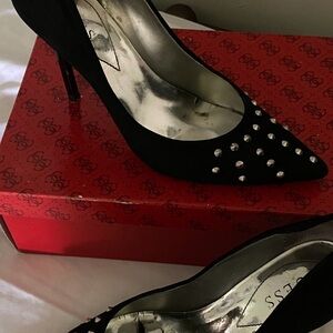 Guess Black Pointed Toe Studded Pumps